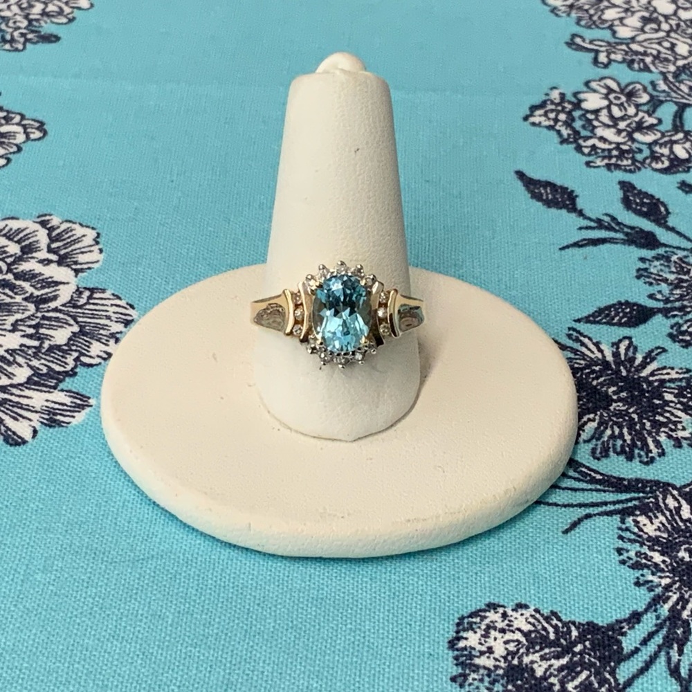 Aquamarine Diamond Gold Ring